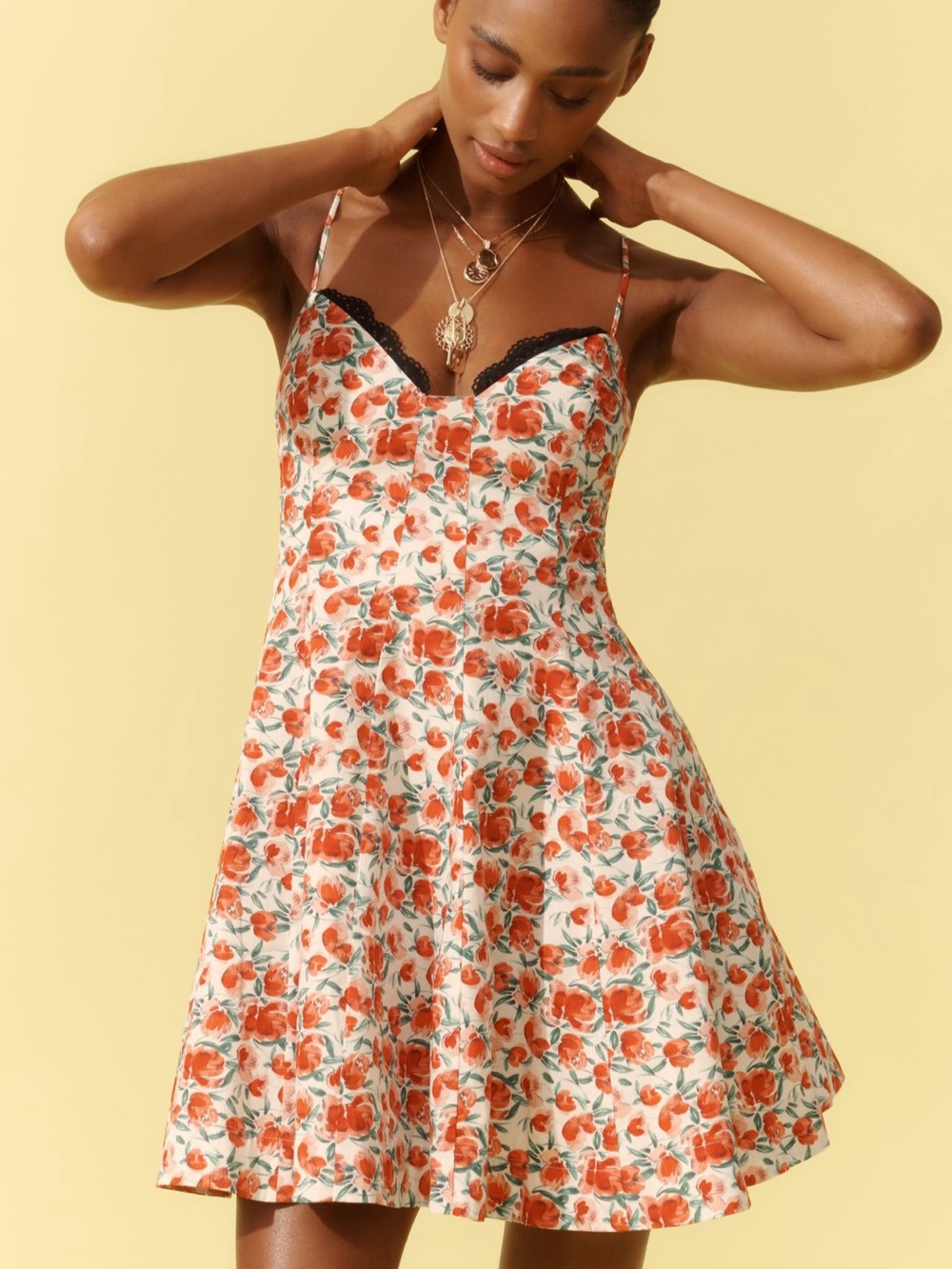 Anthropologie Maeve Lace-Trim Sweetheart Mini Dress
